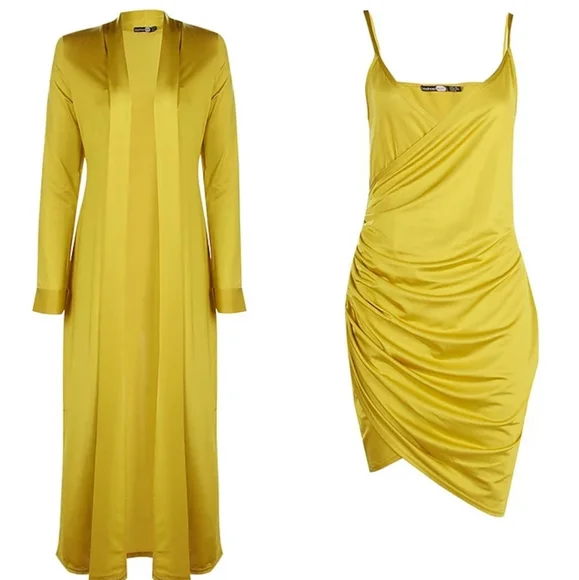 Boohoo Dresses Slinky Wrap Drape Dress Duster Coord Poshmark